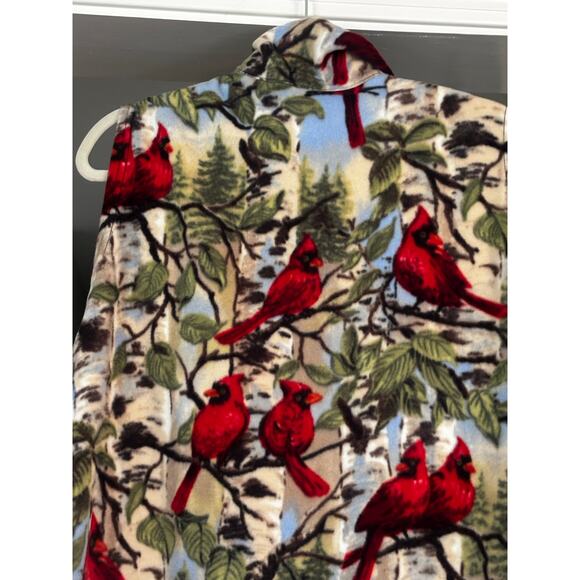 Womens Vintage PFI Fashions Red Cardinal Bird Nature Forest Fleece  Vest XL - Picture 5 of 9